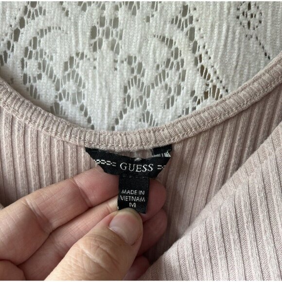 Guess Light‎ Pink Ribbed Open Back Shirt Women's Size Medium - Picture 6 of 7